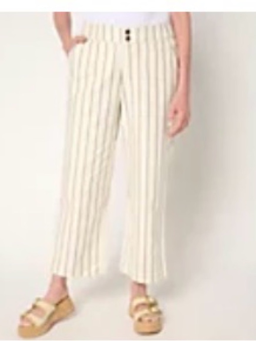 Me by Jennie Garth Striped Cream Wide-Leg Cropped Pants, worn once.